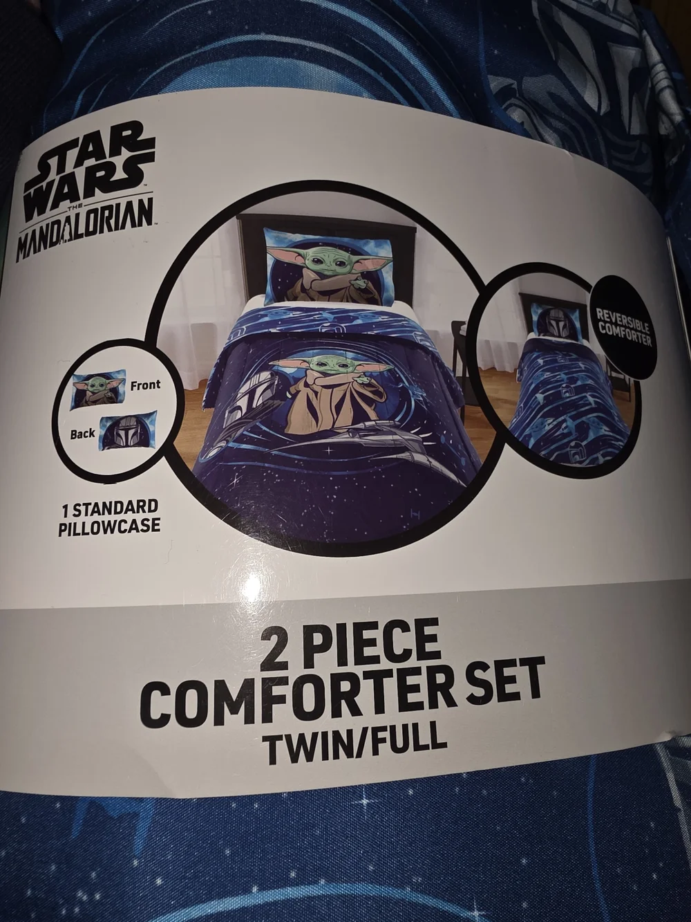 Star Wars Mandalorian The Child / Grogu Blue and Green Comforter Set